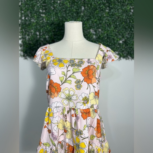 BOG Collective Lottie & Holly Floral Mini Dress Blush Pink Rust Fit N Flare Med‎ - Picture 2 of 12